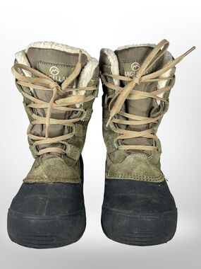 GUC Magellan Outdoors Unisex Boy Girl Olive Suede Thinsulate Snow Boots Size 2D